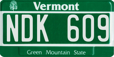 VT license plate NDK609