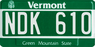 VT license plate NDK610