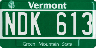VT license plate NDK613