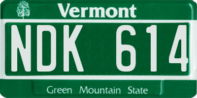 VT license plate NDK614