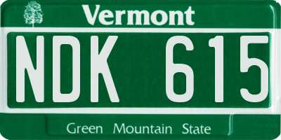 VT license plate NDK615