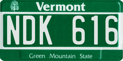 VT license plate NDK616