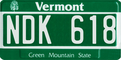 VT license plate NDK618