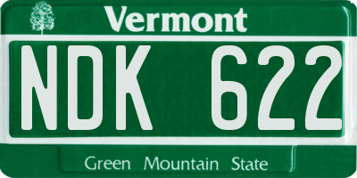 VT license plate NDK622