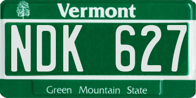 VT license plate NDK627