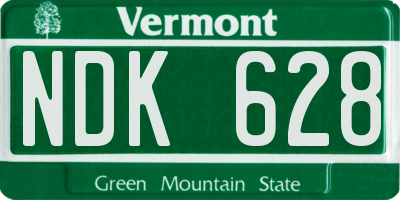 VT license plate NDK628