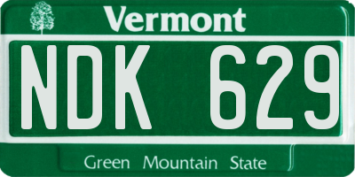 VT license plate NDK629