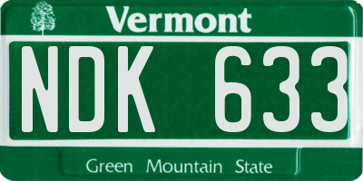 VT license plate NDK633