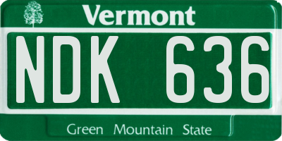 VT license plate NDK636