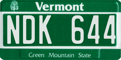 VT license plate NDK644