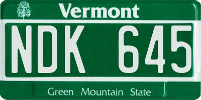VT license plate NDK645