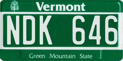 VT license plate NDK646
