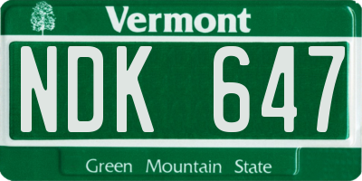 VT license plate NDK647