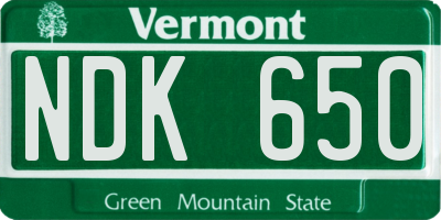 VT license plate NDK650