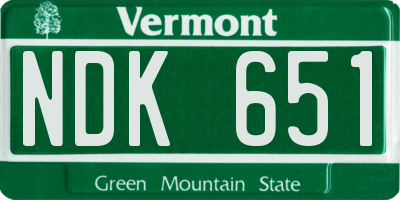 VT license plate NDK651