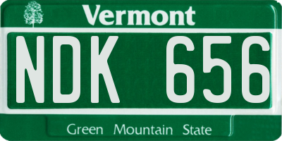 VT license plate NDK656