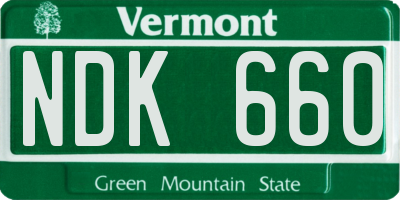 VT license plate NDK660