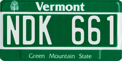 VT license plate NDK661
