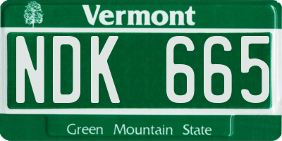 VT license plate NDK665