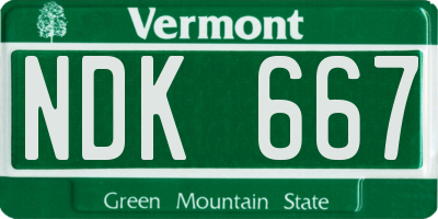 VT license plate NDK667