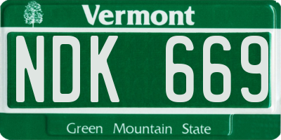 VT license plate NDK669