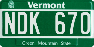 VT license plate NDK670