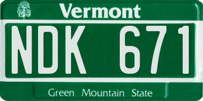 VT license plate NDK671