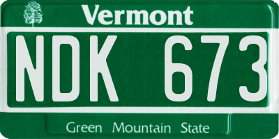 VT license plate NDK673