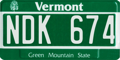 VT license plate NDK674