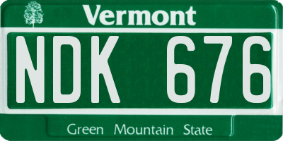VT license plate NDK676