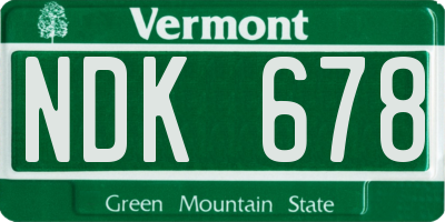 VT license plate NDK678