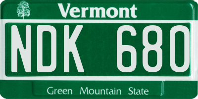 VT license plate NDK680