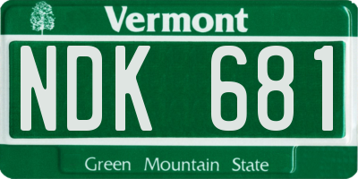 VT license plate NDK681
