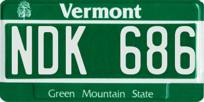 VT license plate NDK686