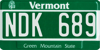 VT license plate NDK689