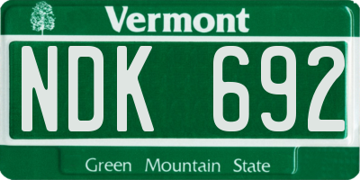 VT license plate NDK692