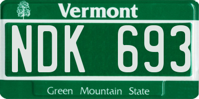 VT license plate NDK693