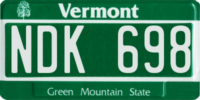 VT license plate NDK698