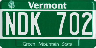VT license plate NDK702