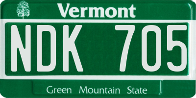 VT license plate NDK705