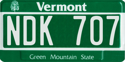 VT license plate NDK707