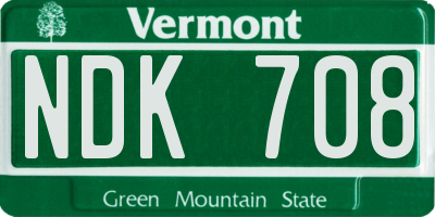 VT license plate NDK708