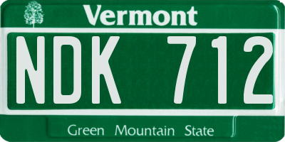 VT license plate NDK712