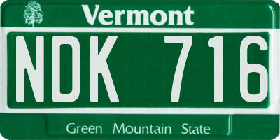 VT license plate NDK716