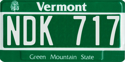 VT license plate NDK717