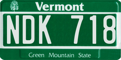 VT license plate NDK718