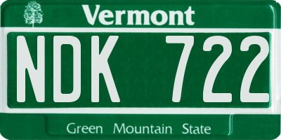 VT license plate NDK722