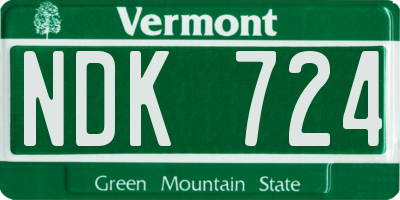 VT license plate NDK724