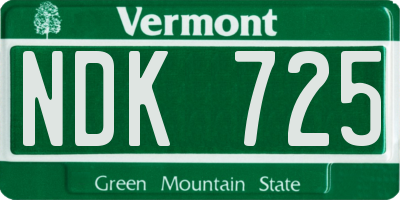 VT license plate NDK725