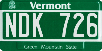 VT license plate NDK726